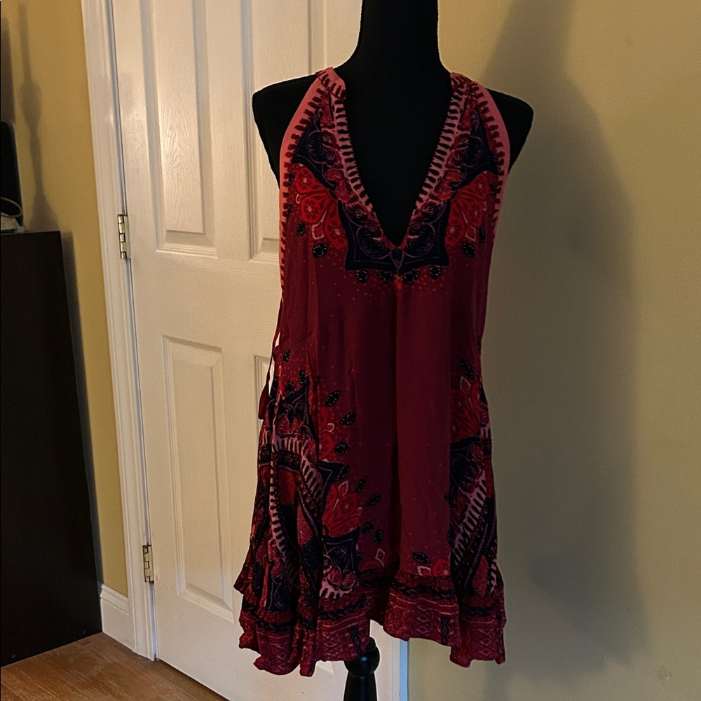 Free People Red and Black Tank Top